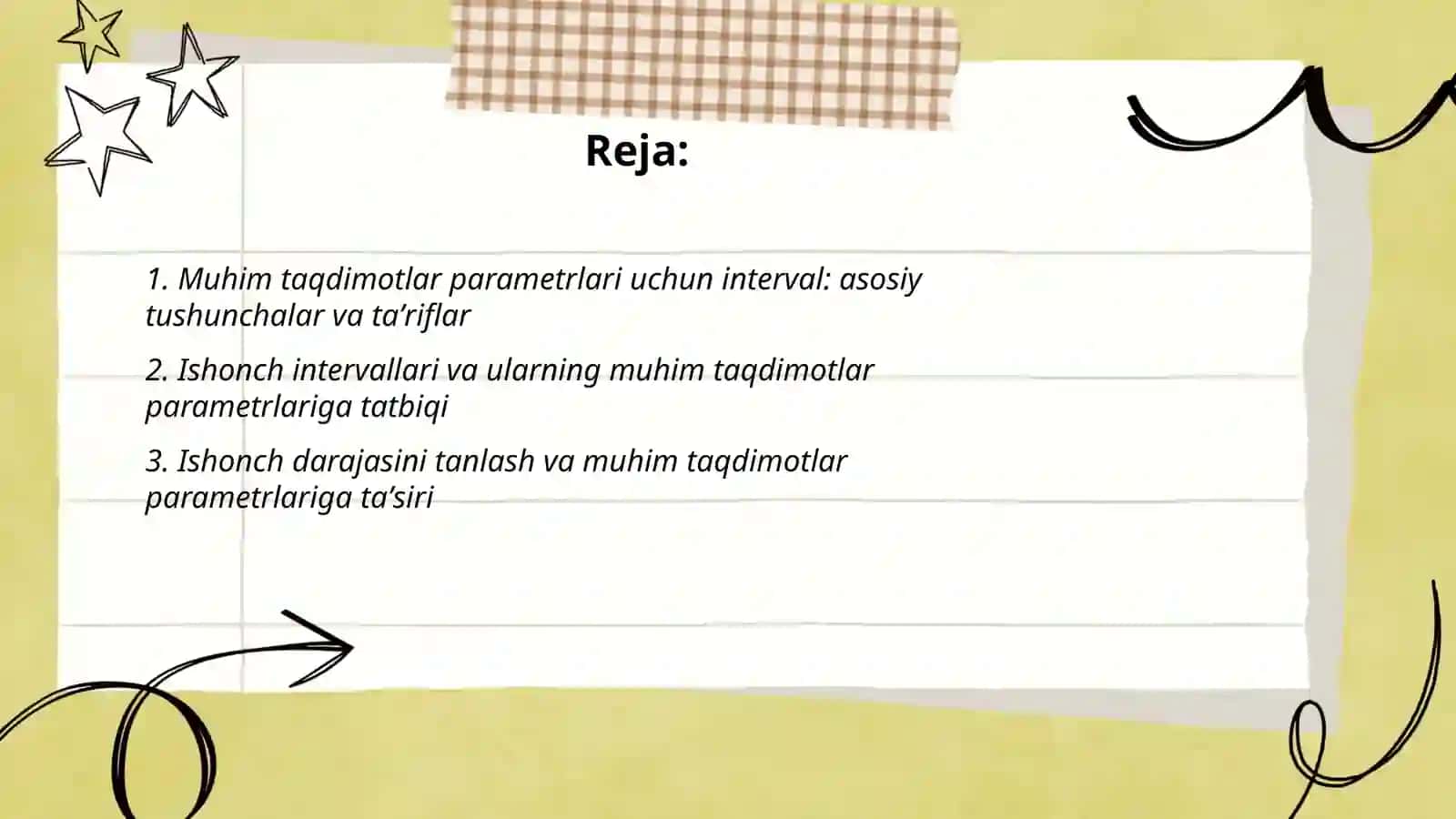 Muhim taqdimotlar parametirlari uchun interval 2