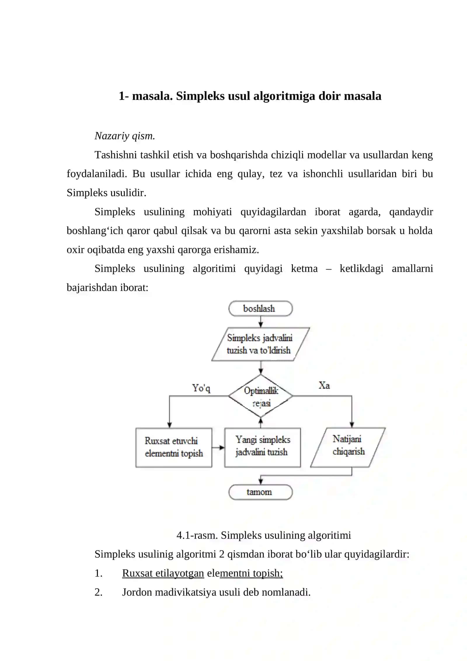 TASHISH JARAYONLARINI MATEMATIK MODELLASHTIRISH fanidan HISOB LOYIHA ISHI 2