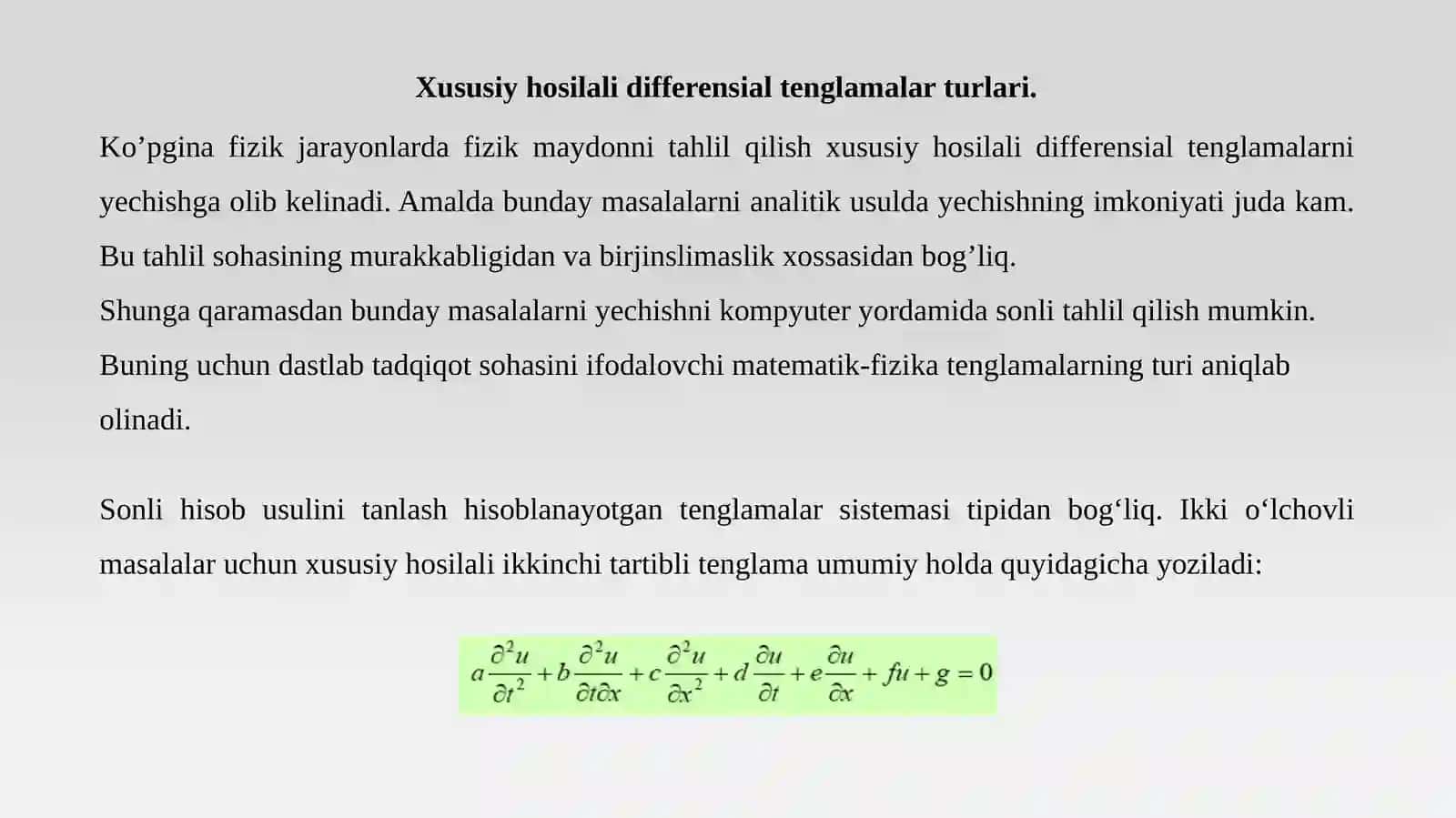 GIPERBOLIK TURDAGI UMUMIY CHIZIQLI TENGLAMALARNI YECHISH USULLARI 2