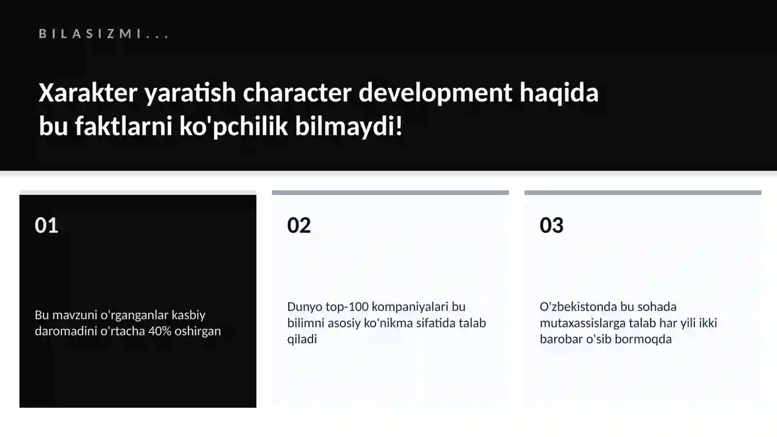 Xarakter yaratish character development 2