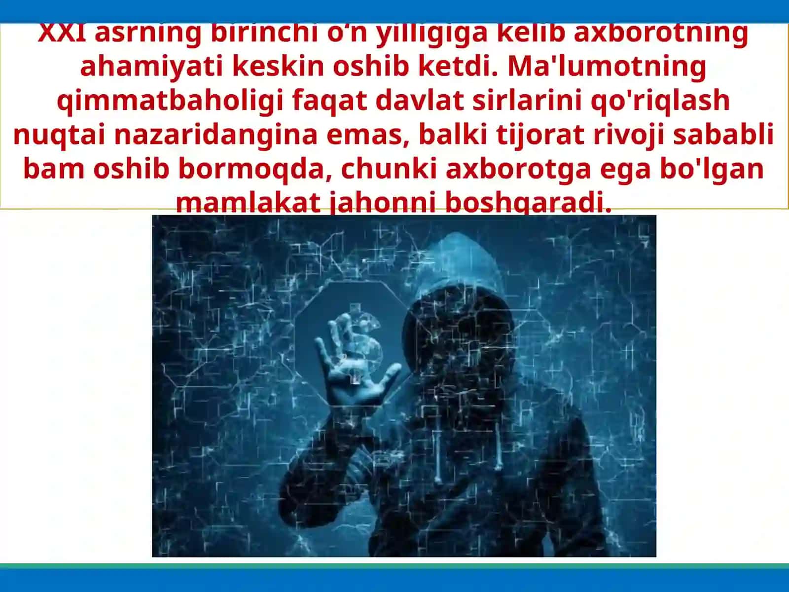 Axborot xavfsizligi va axborotlarni himoyalash usullari 2