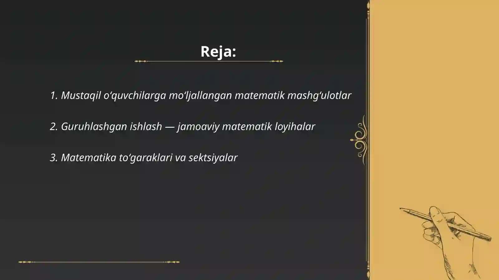 Boshlangʻich sinfda matematikadan sinfdan tashqari ishni tashkil qilish turlari 2