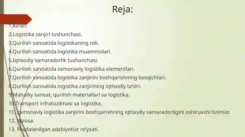Qurilish sanoatida zamonaviy logistika zanjirini boshqarishning iqtisodiy samaradorligi 2