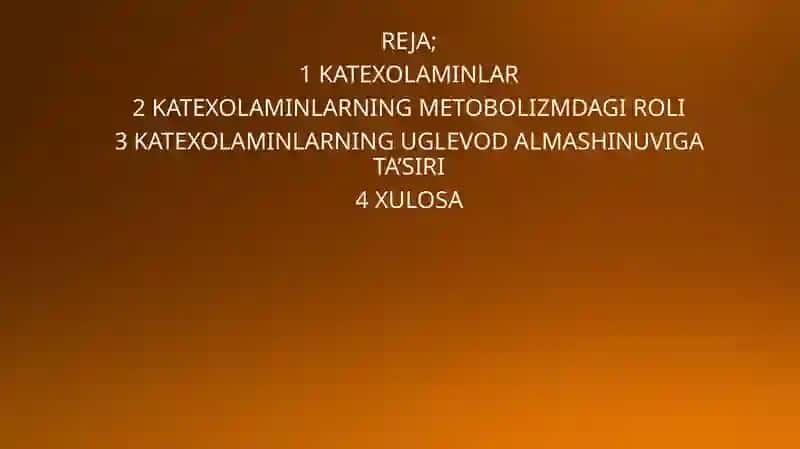 Katekolaminlar va Glukokortikoidlarning uglevod almashinuvi 2