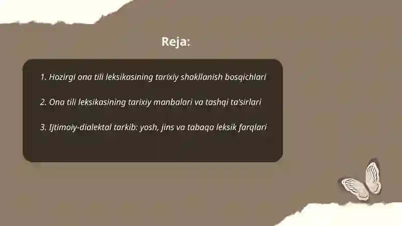 Tarixiy shakllanish jihatdan hozirgi onatili leksikasi 2
