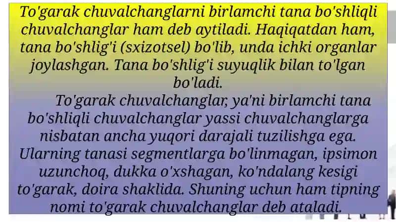 Zoologiya fanidan mustaqil talim topshirig’i 2