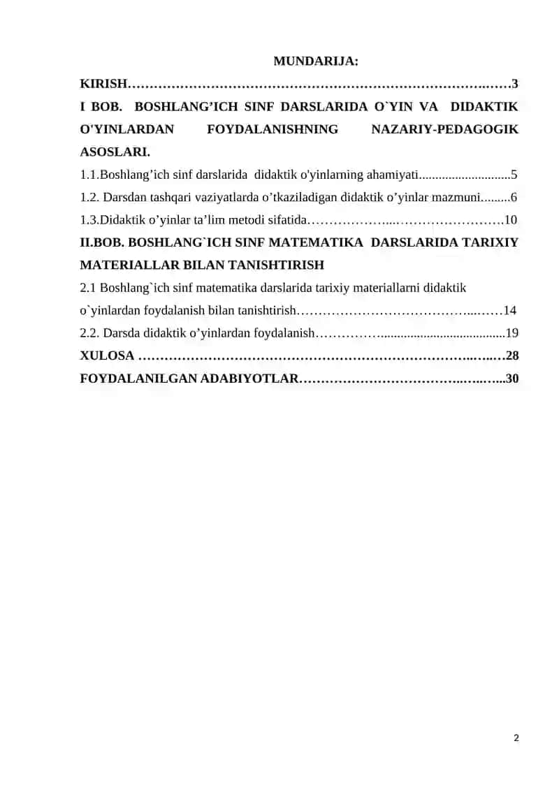 Boshlang`ich sinf matematika darslarida tarixiy materiallarni didaktik o`yinlardan foydalanish bilan tanishtirish 2