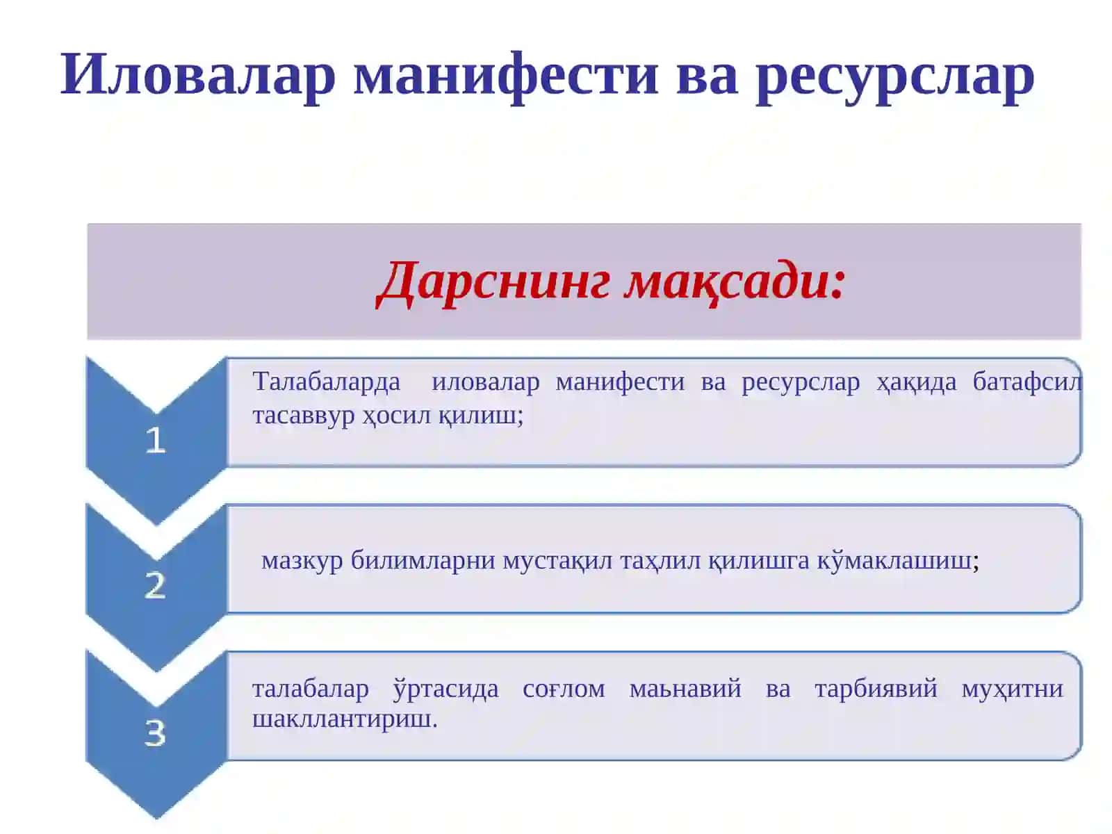 Simsiz aloqa tizimlari va dasturlari fanining ilovalar manifesti va resurslari 2