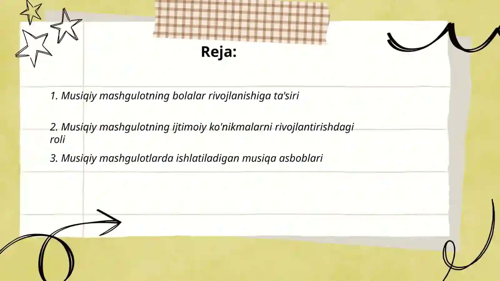 Musiqiy mashgulotning ahamyati va korinishlari 2