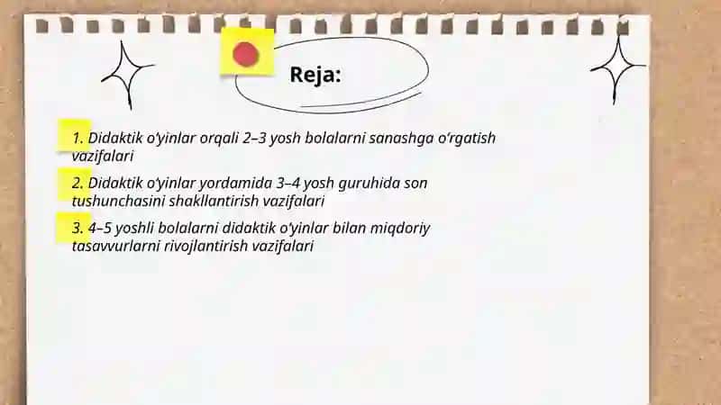 Didaktik oʻyinlar orqali 2–3 yosh bolalarni sanashga oʻrgatish vazifalari 2