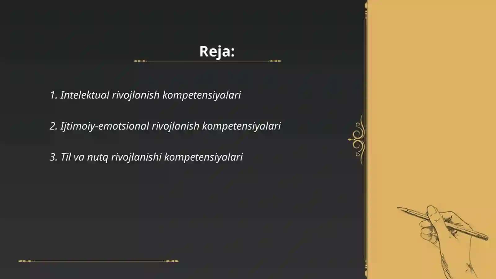 Bolaning rivojlanish sohalari kompetensiyalari 2