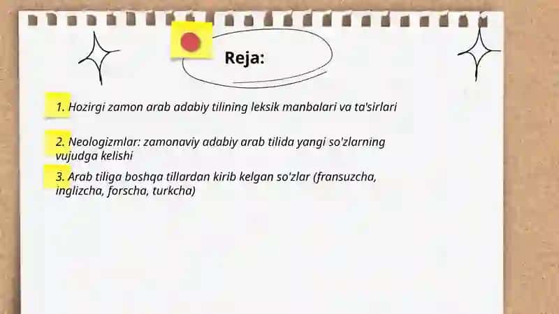 Hozirgi zamon arab adabiy tilining lug'at tarkibi 2