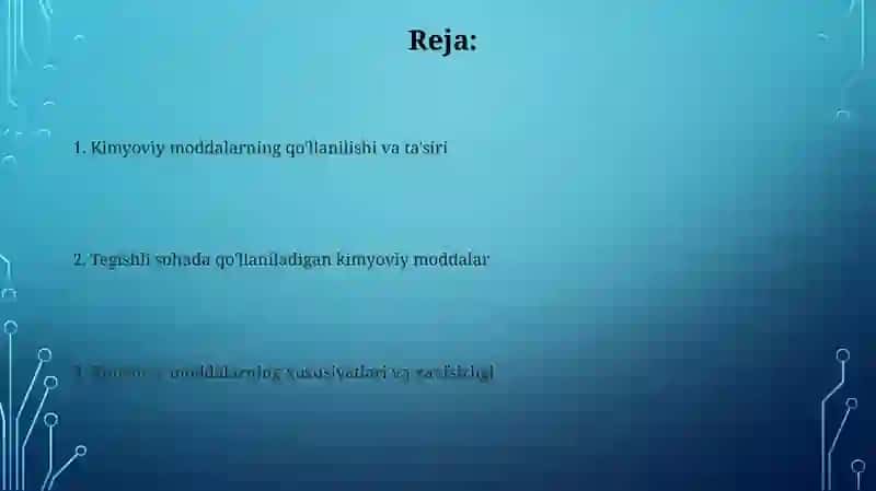 Tegishli sohada ishlatiladigan kimyoviy moddalar 2
