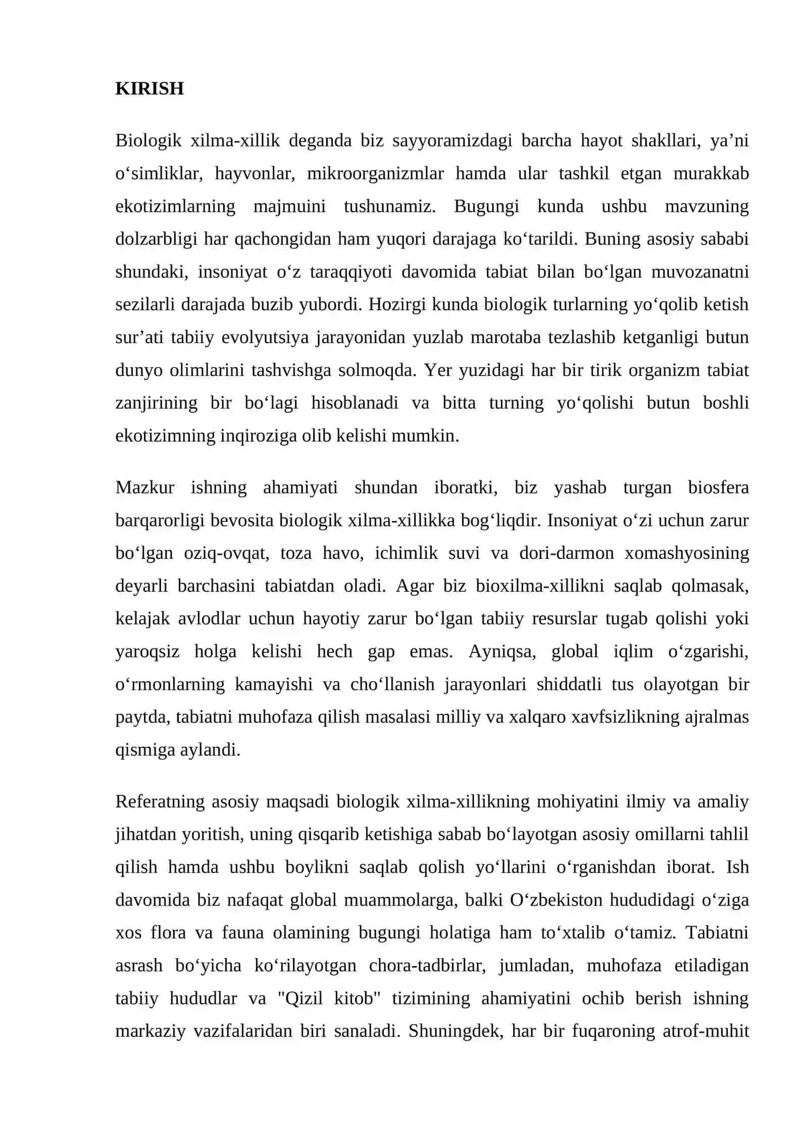 Biologik xilma-xillik va uni muhofaza qilish 2