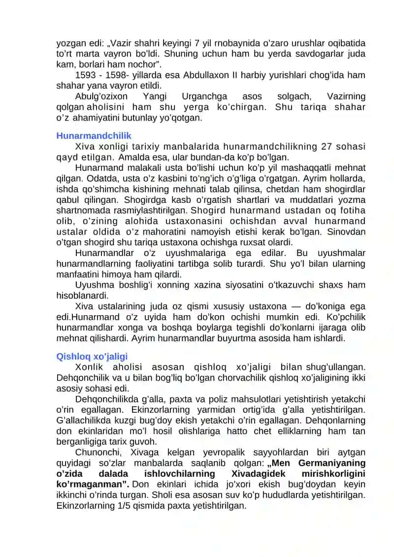 Xiva xonligining iqtisodiy va madaniy hayoti 2