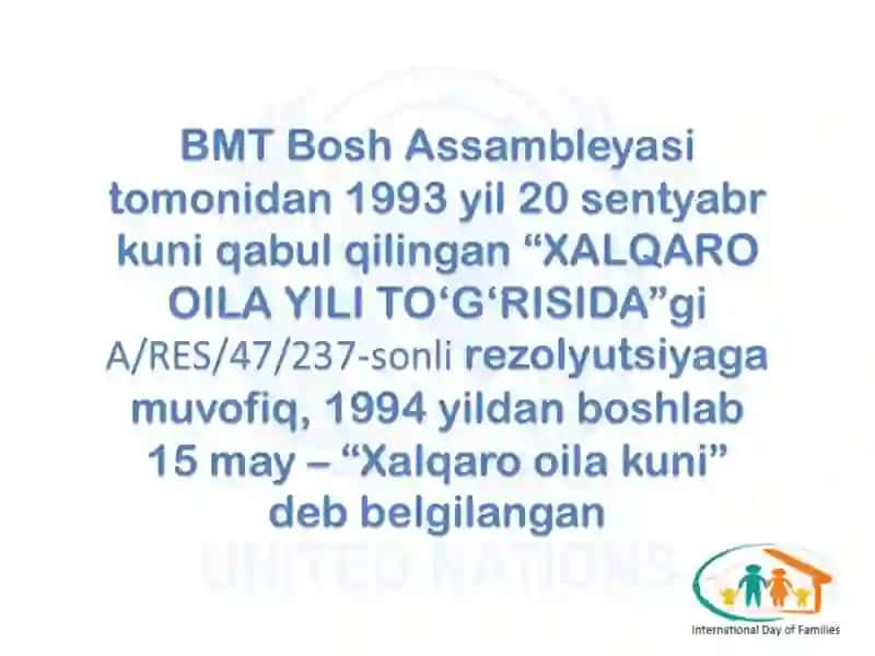 15 May Xalqaro OILA kuni 2