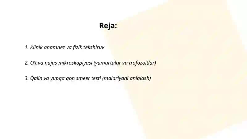 Parazit kasalliklarning diagnostika usullari 2