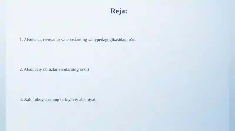 Afsona rivoyat va dostonlarning xalq pedagogikasidagi oʻrni va ahamiyati 2