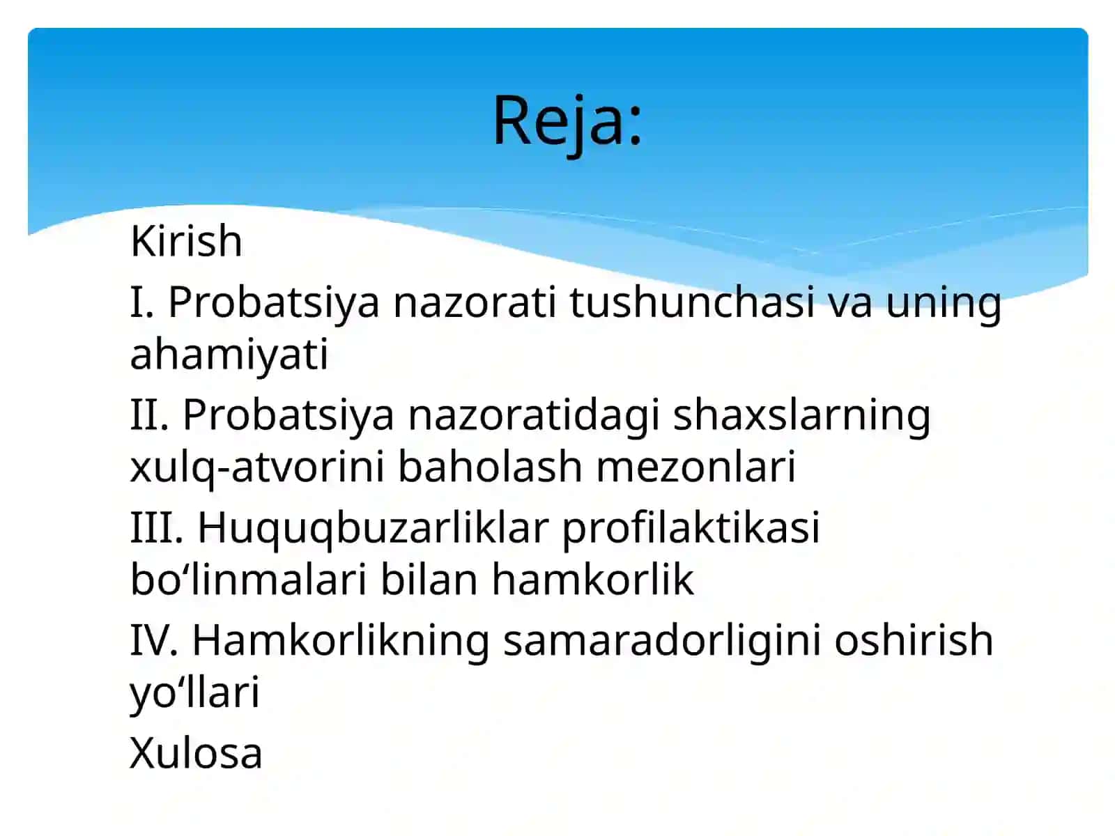 Propatsiya nazoratidagi shaxslarning xulq-atvorini baxolash mezonlari hamda huquqbuzarliklar pirofilaktikasi bo'linmlari bilan hamkorligi 2