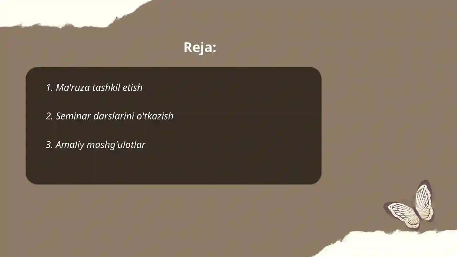 Ma'ruza tashkil etish 2