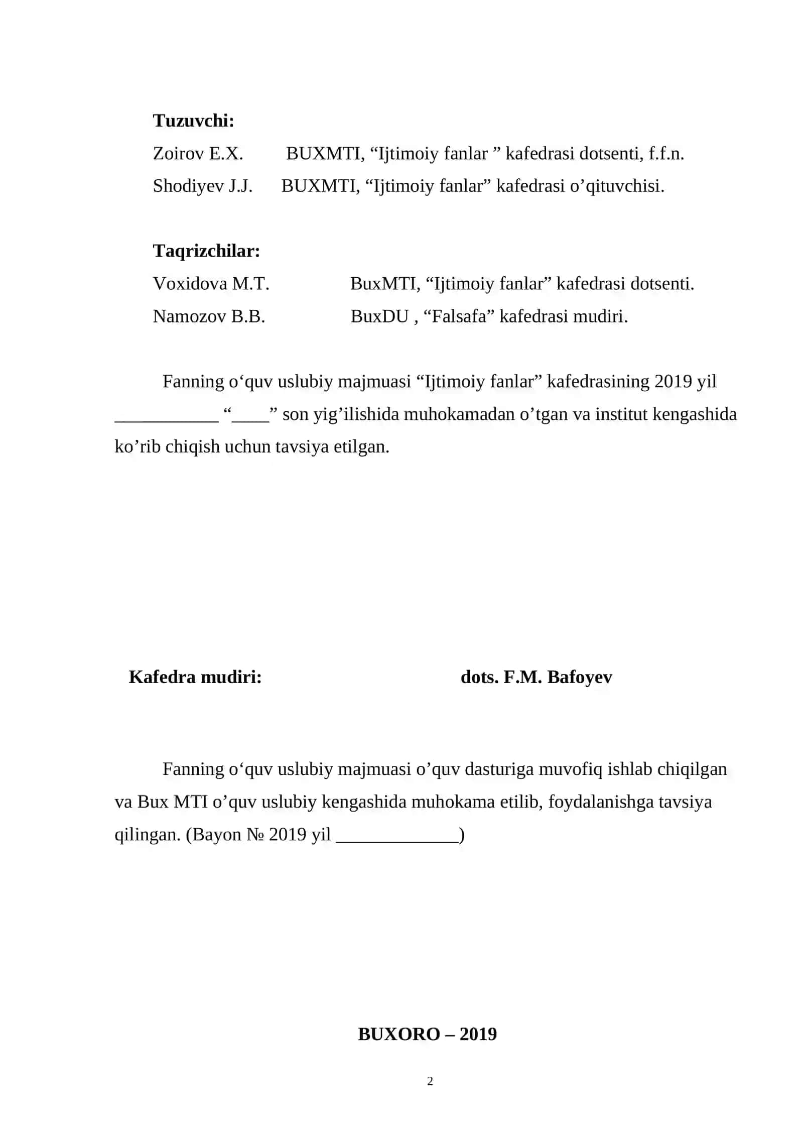 FALSAFA FANINING O’QUV USLUBIY MAJMUASI 2
