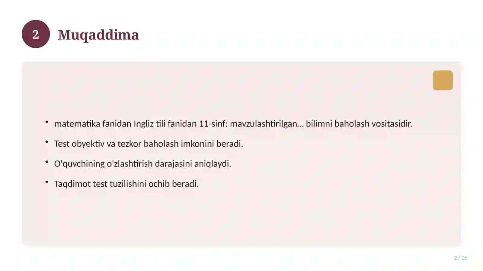 Ingliz tili fanidan 11-sinf: mavzulashtirilgan nazorat ishi va tahlil 2