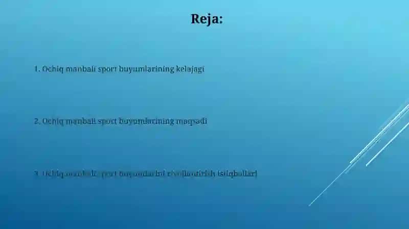 Ochiq manbali sport tovarlari maqsadi va kelajagi 2