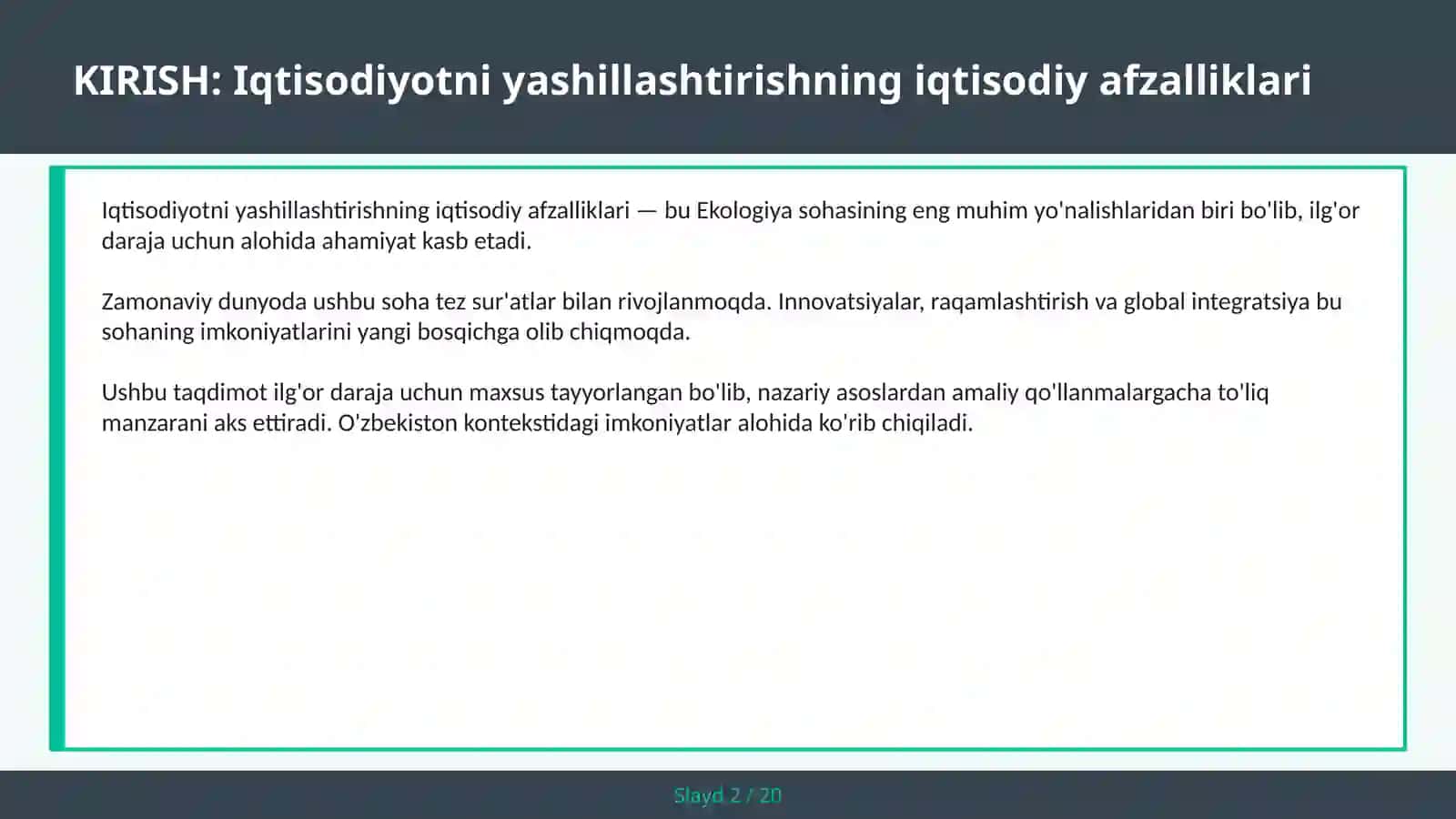 Ekologiya sohasi 2