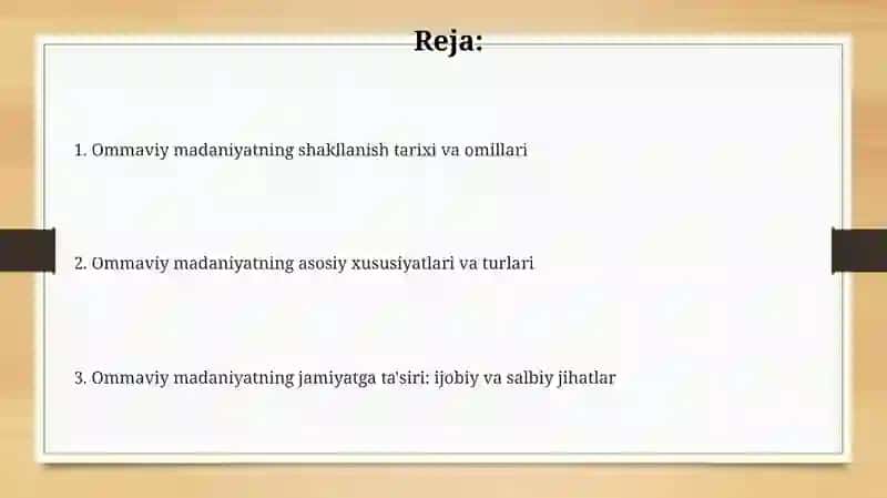 Ommaviy madaniyatning shakllanish tarixi va uning turlari 2