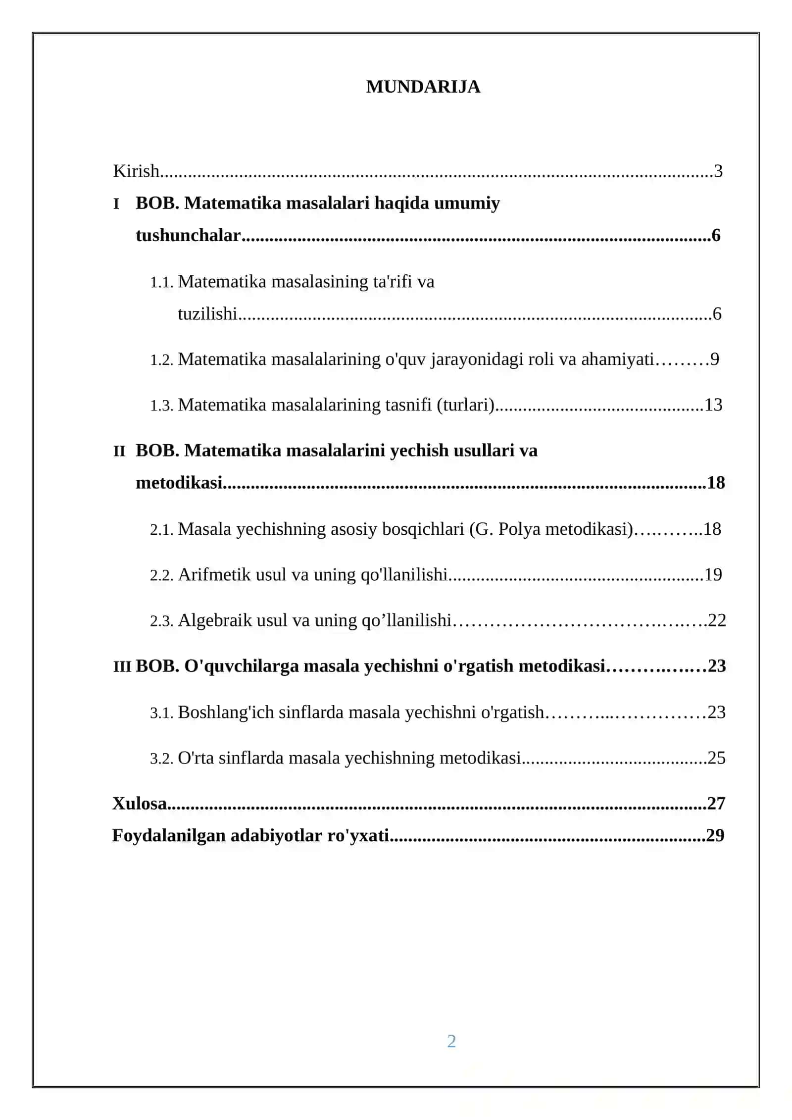 Boshlang’ich sinflarda sodda va murakkab masalalarni o’rgatish metodikasi 2