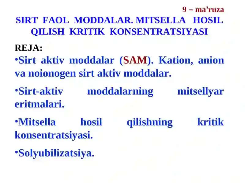 SIRT FAOL MODDALAR. MITSELLAHOSIL QILISHKRITIKKONSENTRATSIYASI 2