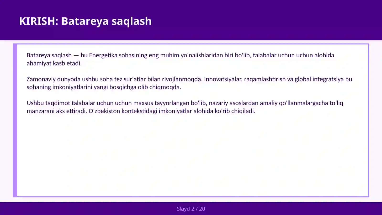 Batareya saqlash 2