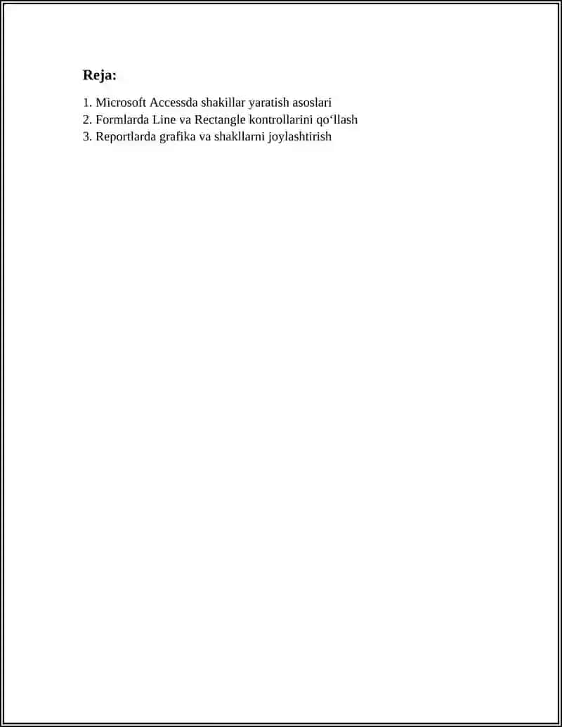 MICROSOFT ACCESSDA DASTURIDA SHAKILLAR YARATISH 2