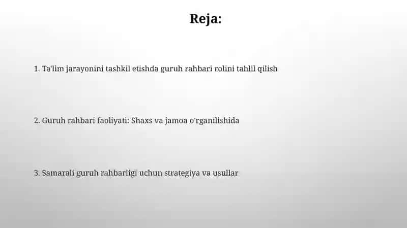 Guruh rahbari faoliyatida shaxs va jamoani organish va tarbiyaviy ishlarni tashkillashtirish 2