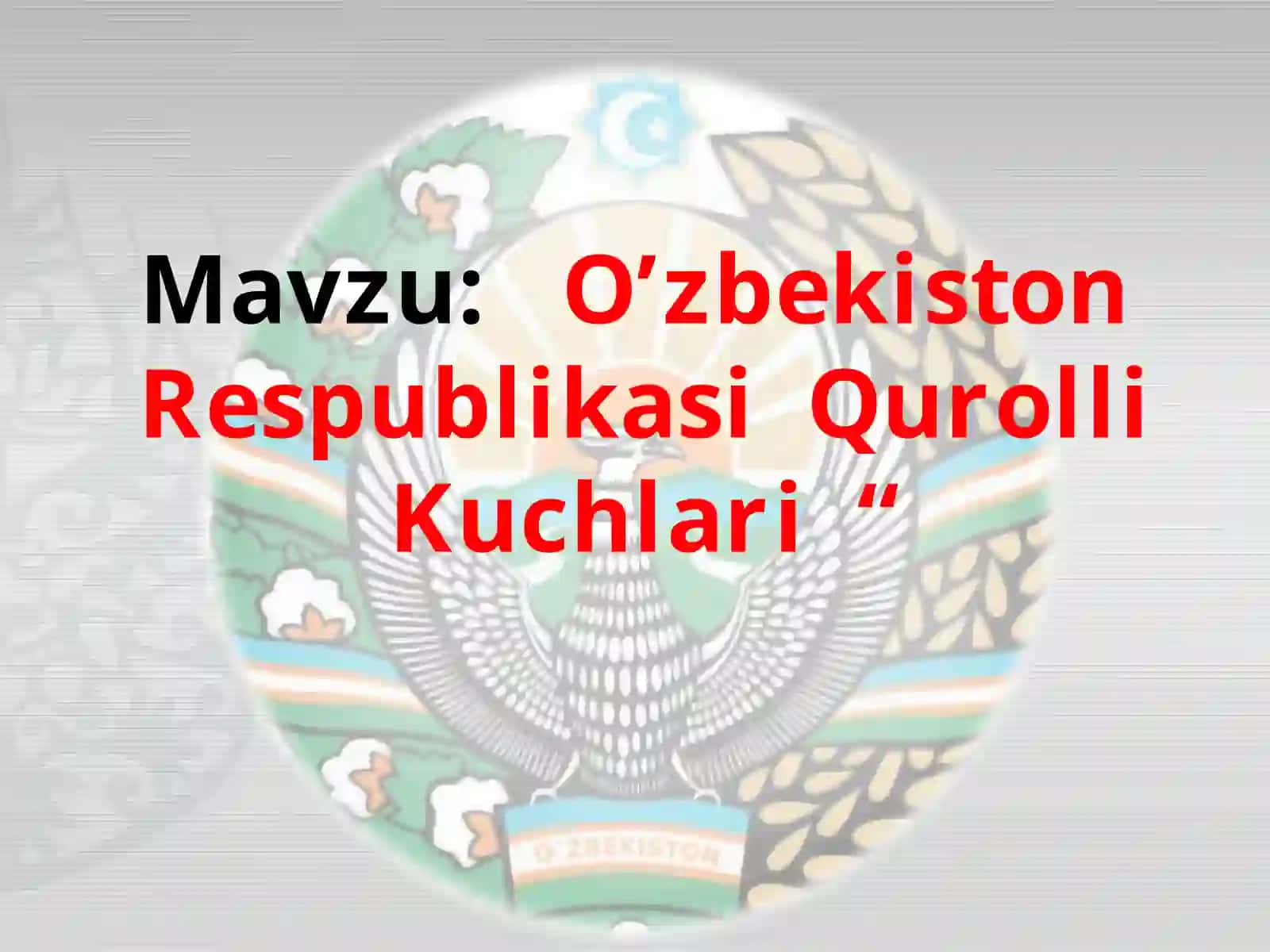 O’zbekiston Respublikasi Qurolli Kuchlari 2
