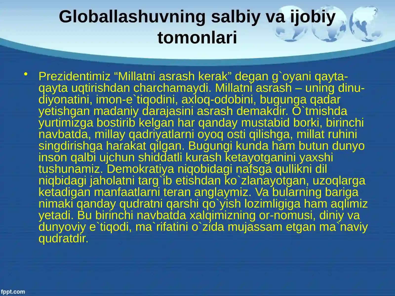 Barqaror taraqqiyotni ta'minlashda globallashuvning ijobiy va salbiy oqibatlari 2