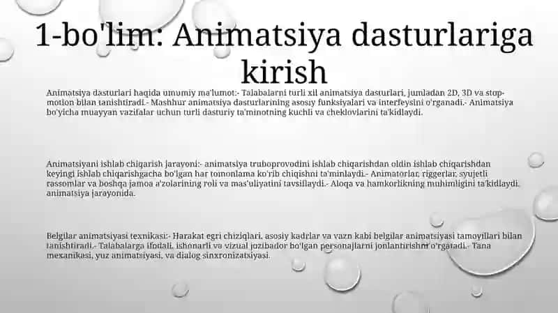 Animatsion Dasturlarni Tayyorlash Va Ishlab Chiqish 2