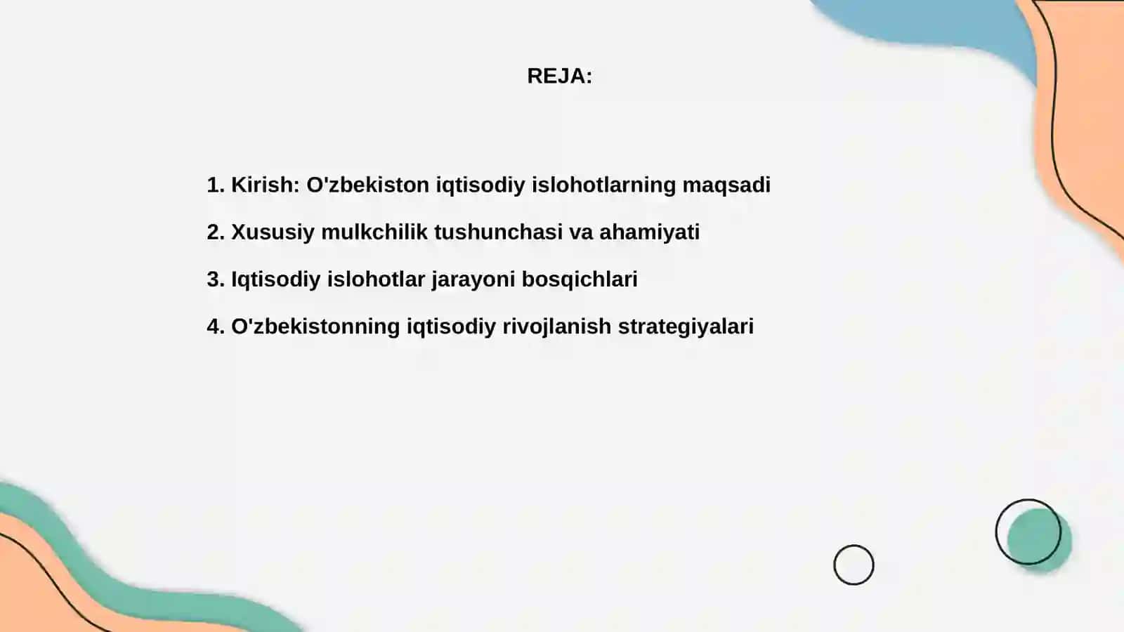 O'zbekiston respublikasida iqtisodiy islohotlar xususiy mulkchilikning shakllanishi 2