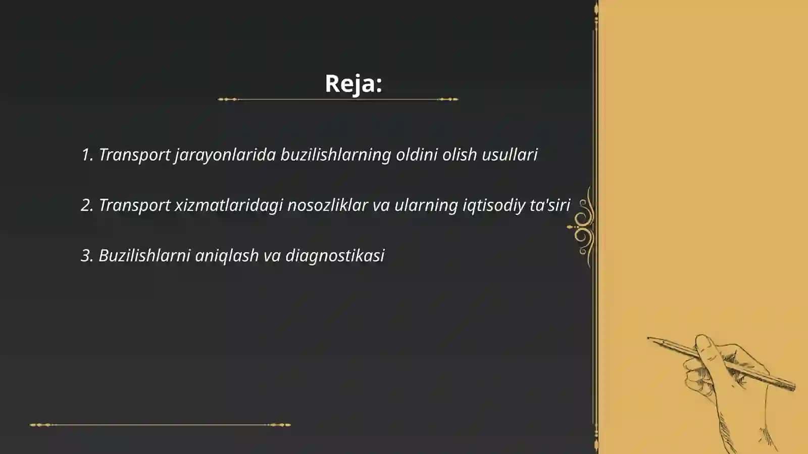 Transport jarayonlarida buzilishlarning oldini olish 2