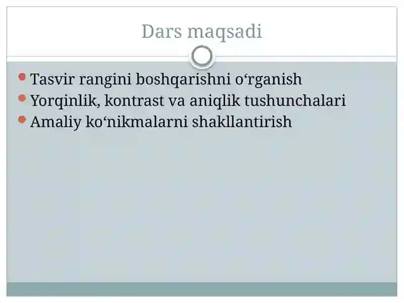 Tasvir Ranglari va Sifatini Boshqarish 2