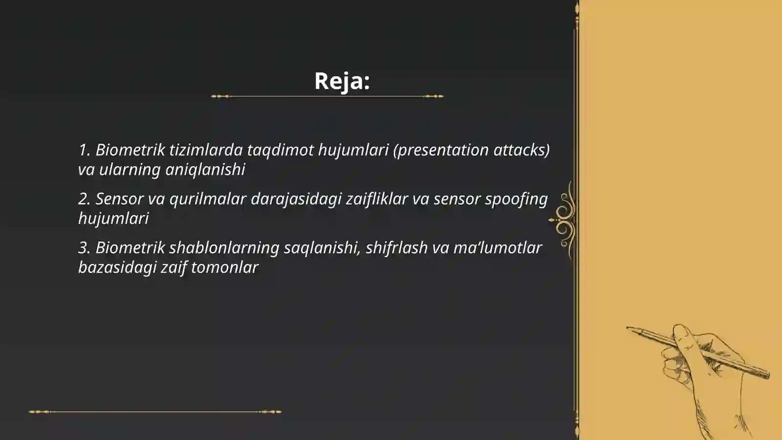 Biometrik autentifikatsiya tizimlarining zaifliklari va himoya mexanizmlari 2