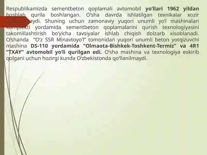 Beton qoplamalarni yotqizish texnologiyasi 2
