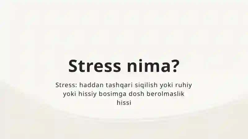 Stressni boshqarish 2