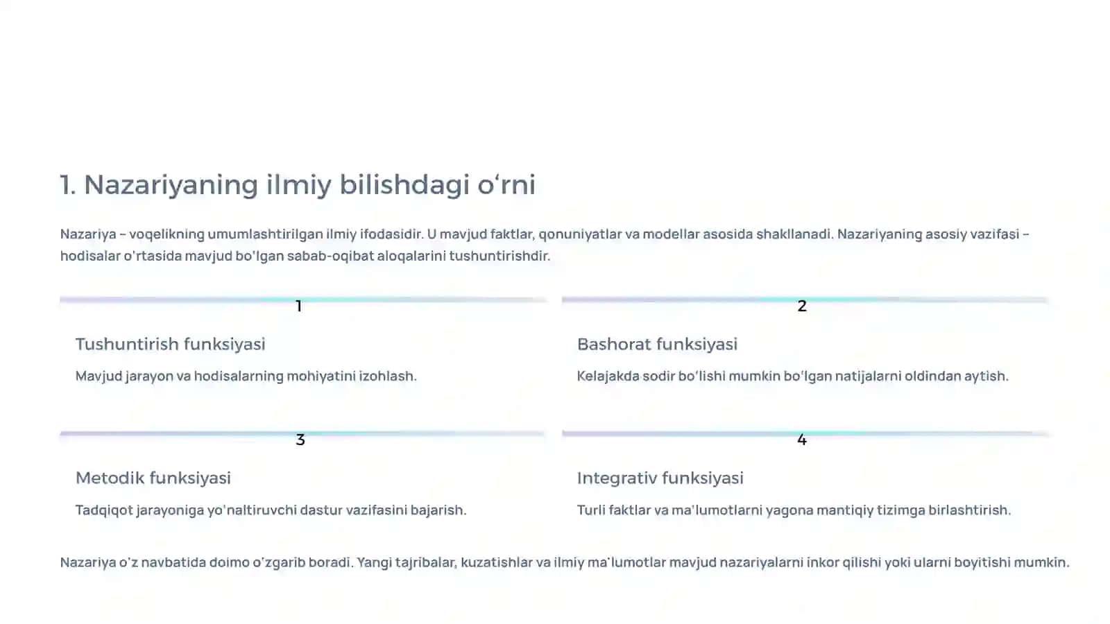 NAZARIY VA TAJRIBAVIY NATIJALARNI SOLISHTIRISH 2