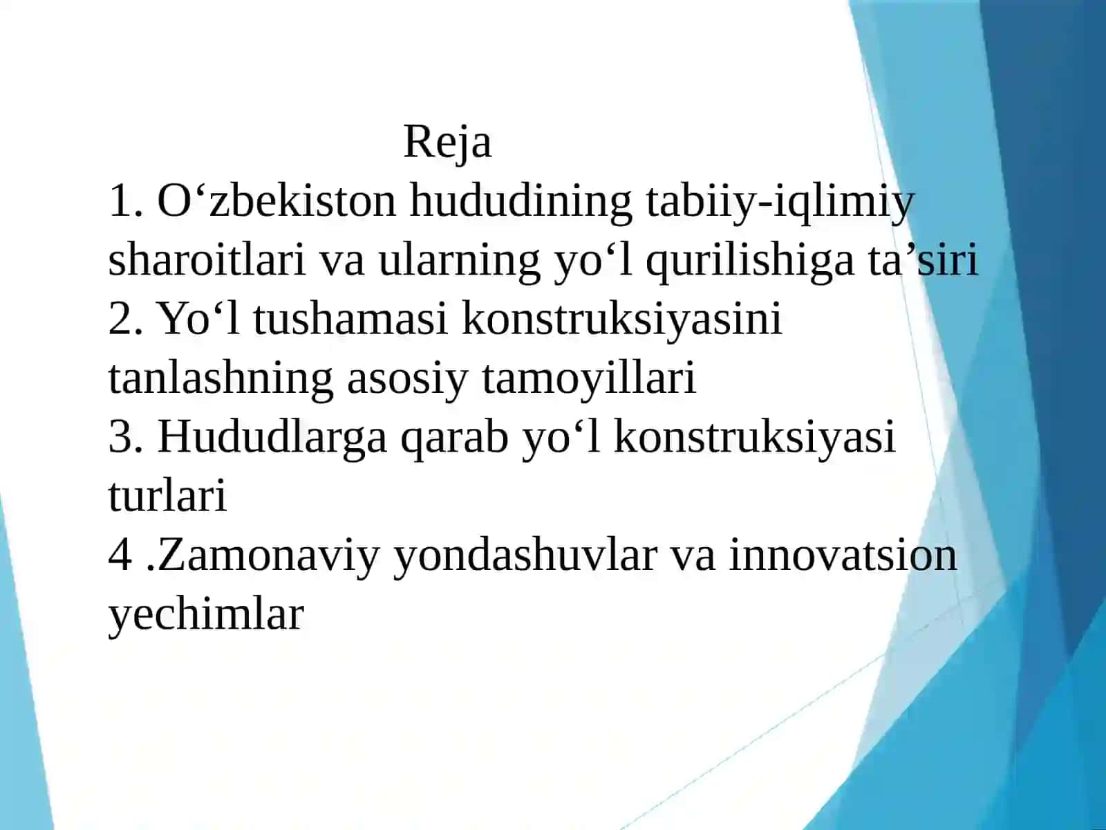 O'zbekiston Respublikasi hududiy sharoitida n kelib chiqib yoltu shamasikonstruksiyalarini tanlash ma'ruzasi 2