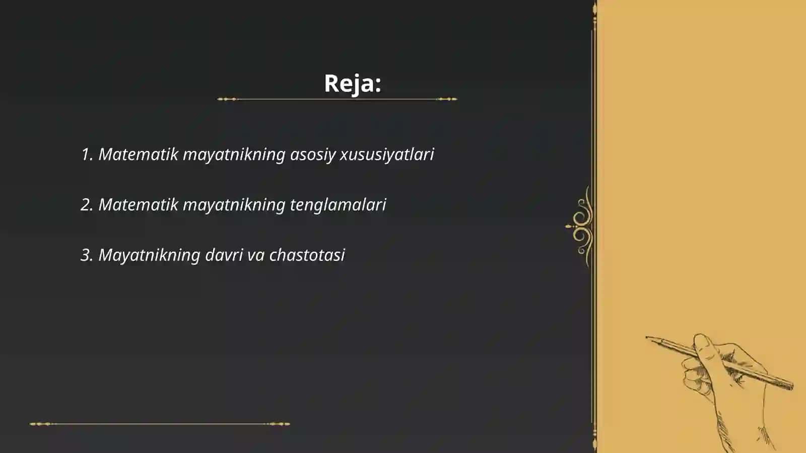 Matematik mayatnik yordamida ogʻirlik kuchi tezlanish aniqlash 2