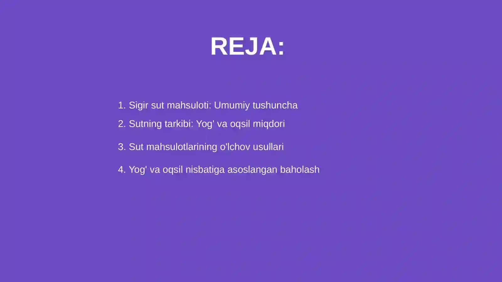 Sigirlarning sut mahsulotini, sutning yog'i va oqsilini hisobga olish va baholash 2