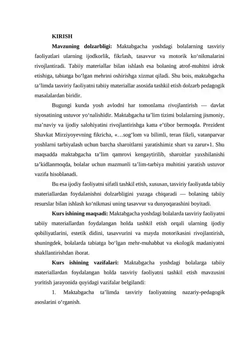 Maktabgacha yoshdagi bolalarga tabiiy materiallardan foydalangan holda tasviriy faoliyatning nazariy-pedagogik asoslari 2