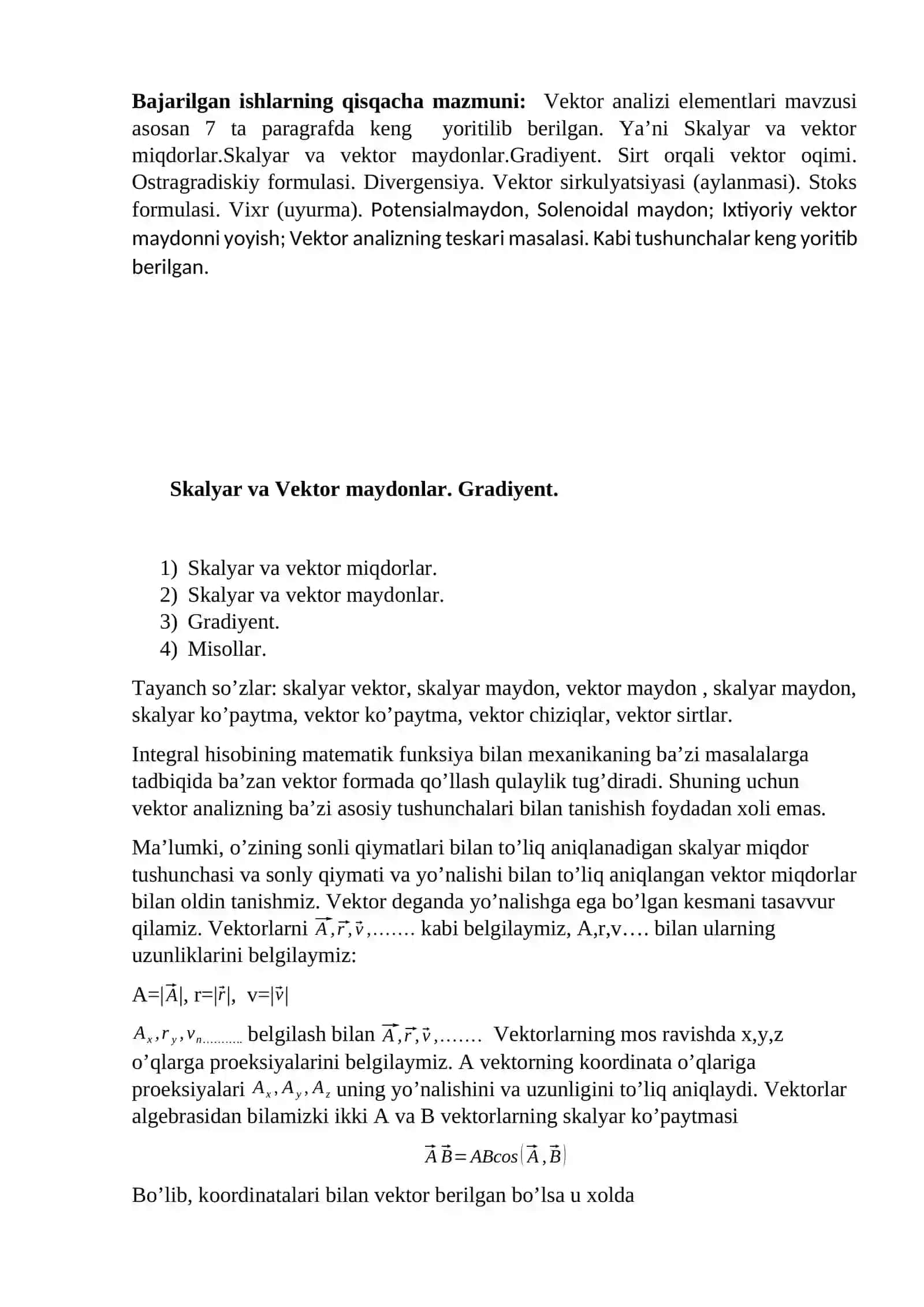 Vetortor analiz elementlari 2
