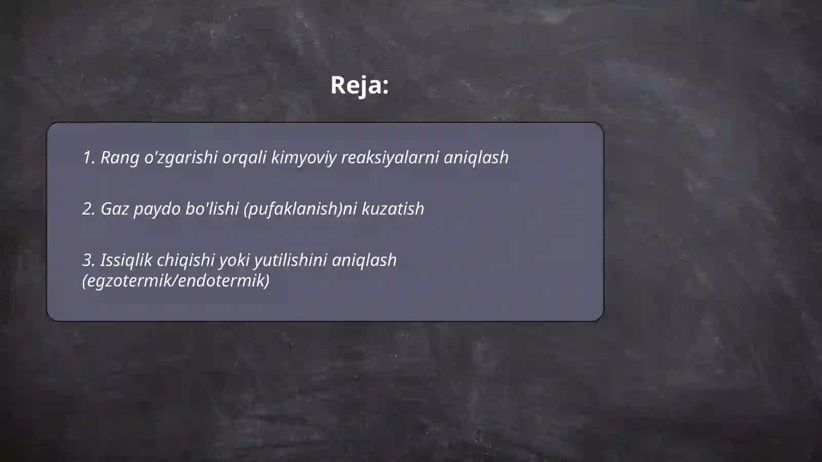 Uy sharoitida kimyoviy reaksiyalarni aniqlash 2